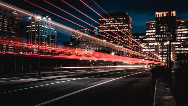 Long exposure image of city road - streaking lights