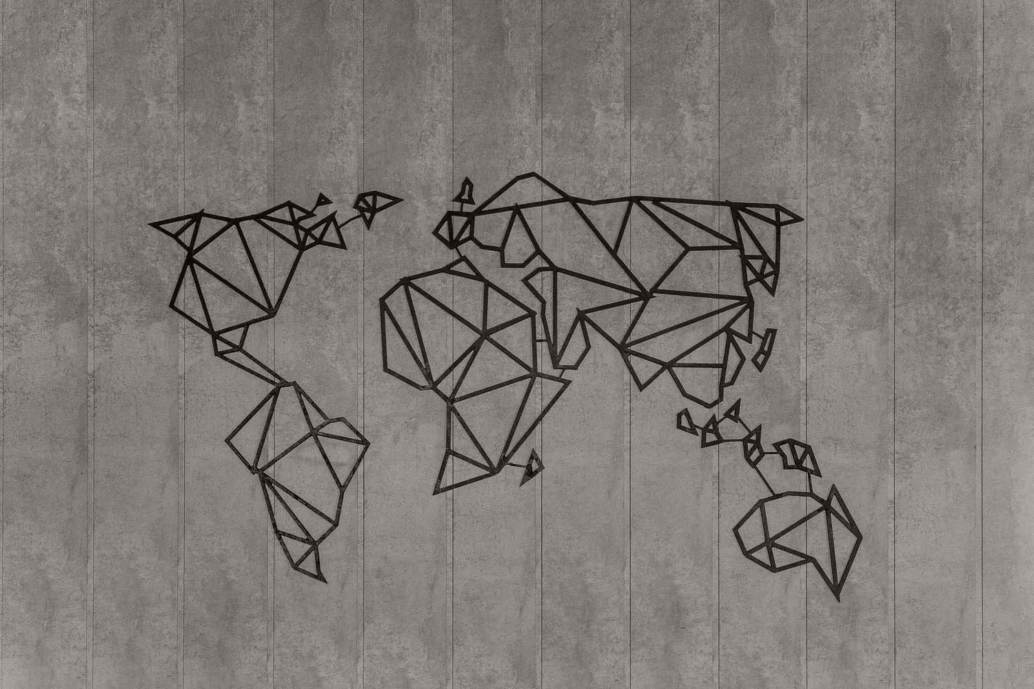Geometric line drawing of a world map